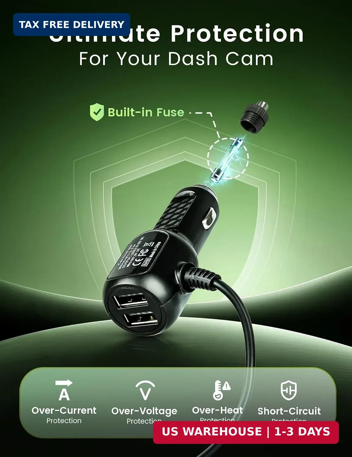 Anina Mini USB Mini-B Dash Cam Power Cord Left Angle Charging Cable Dash Camera