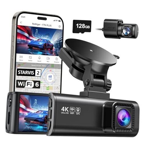 4K Dash Cam Front Rear, STARVIS 2 Sensor, Free Card Included, F7NP-128GB