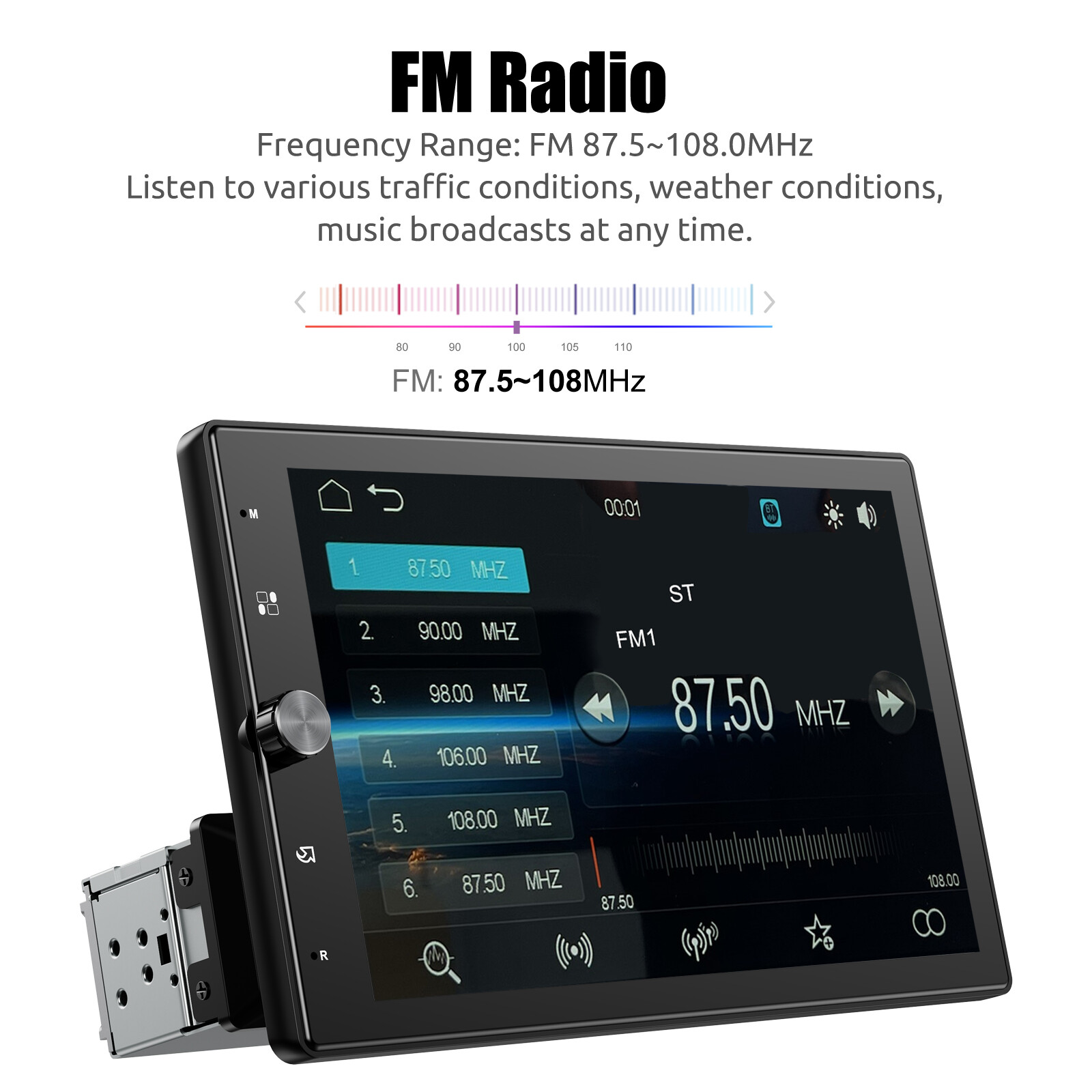 10″ Single Din Touch Screen Stereo Bluetooth Radio Car Apple/Android Carplay+CAM
