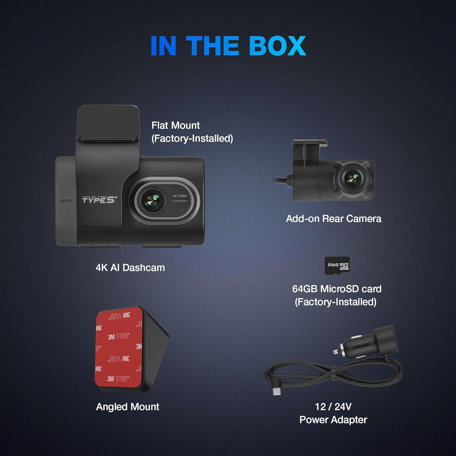 Type S T400 Ai-Powered Driver Assistance 4K Dash Cam with ADAS,Collision Warning