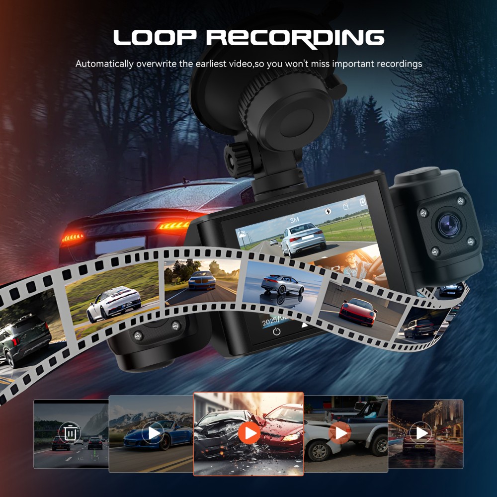 1080P HD 4-Channel Dashcam Car Dash Cam Rear Front Inside Left Right SD Card 64G
