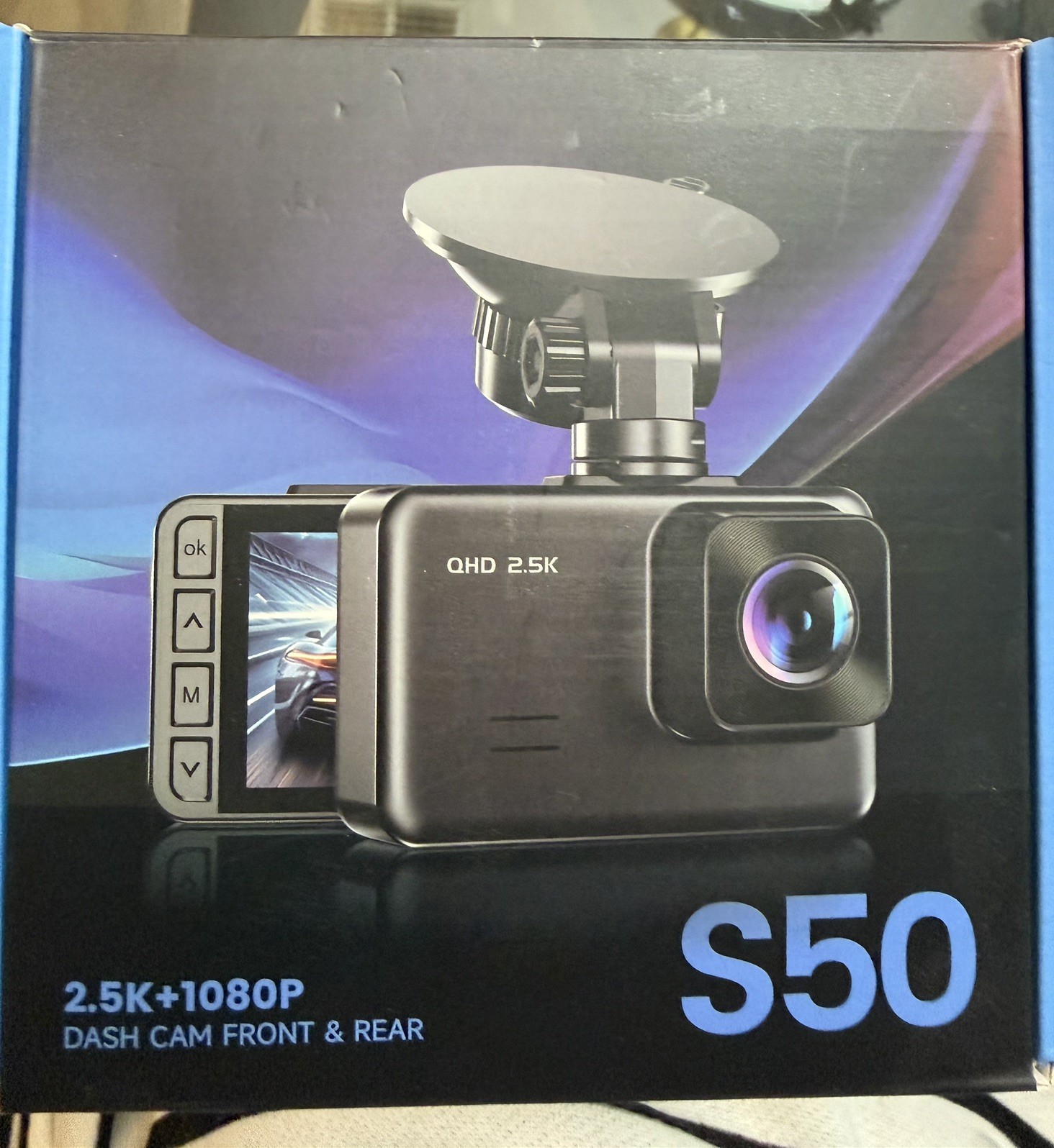 E-YEEGER S50 2.5K+1080P Dual Dash Car Camera Front & Rear w/ 32GB card open box