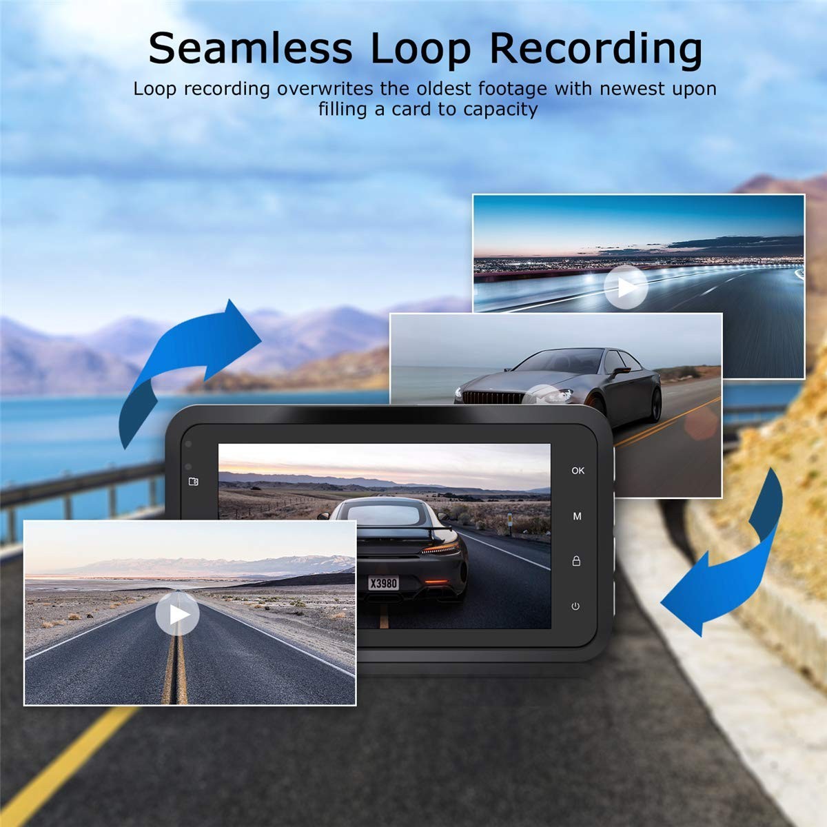 1080P Dual Dash Cam Front & Rear, Full HD Car Camera, 170° Wide Angle, Night Vis
