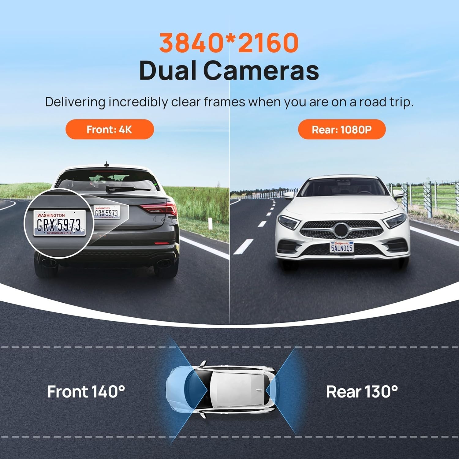 Advanced 4K Dash Cam with G-Sensor, Loop Recording & Dual Band WiFi Connectivity
