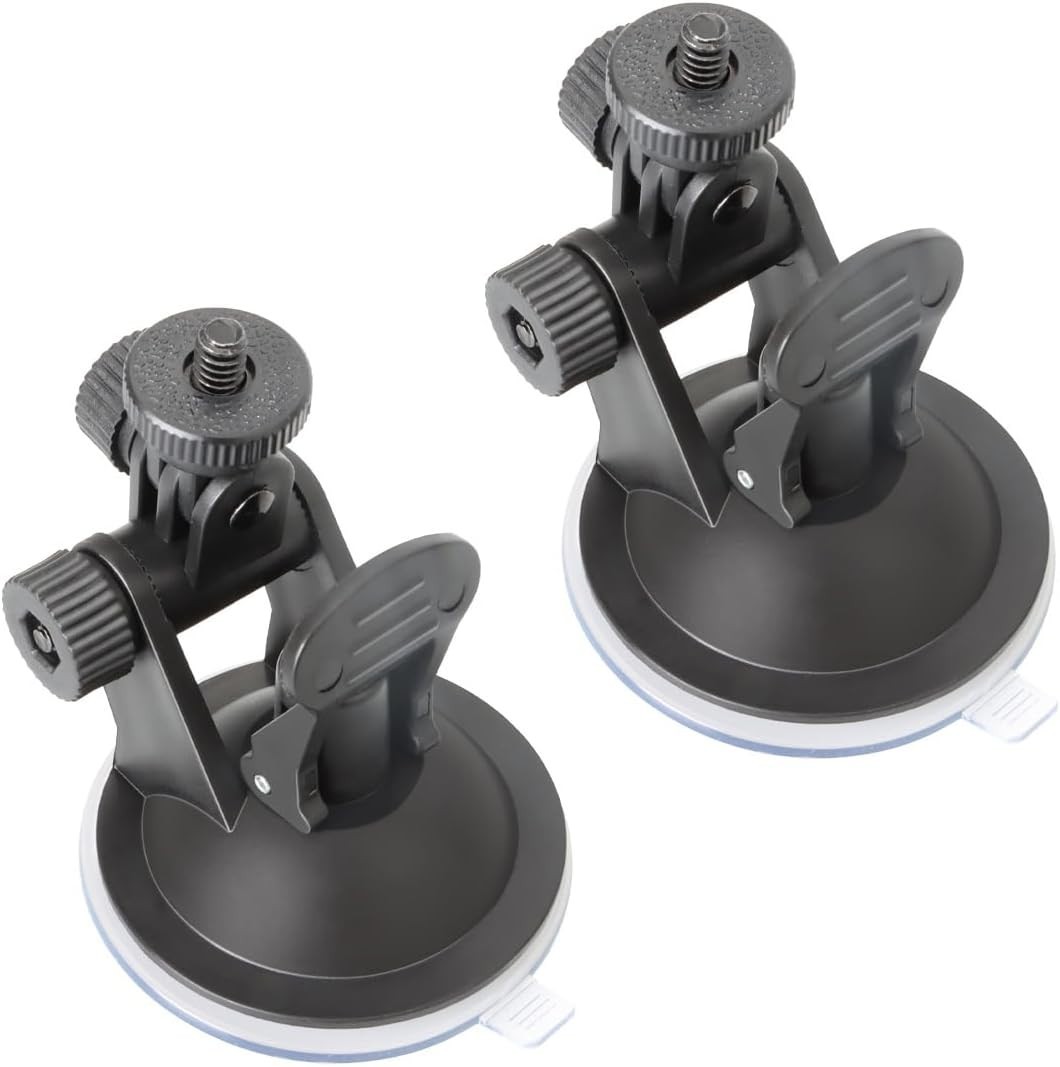 2 Pack Dash Cam Suction Cup Mount w 1/4 Screw Thread Windshield Camera Holder St