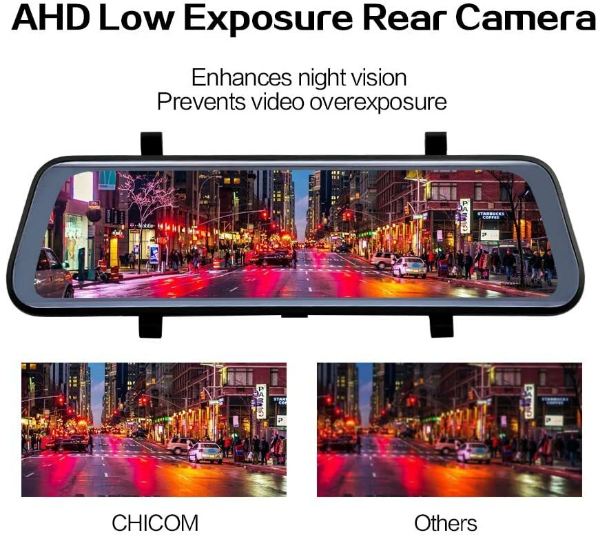 V21 9.66 inch Mirror Dash Cam Touch Full Screen ; 1080P 170° Full HD Front Camer