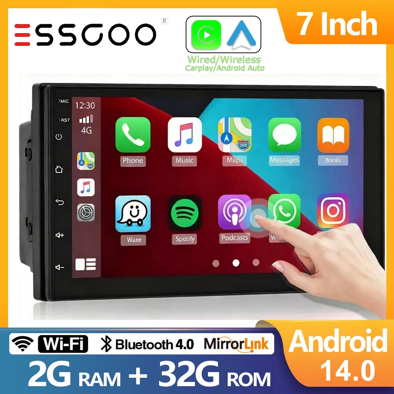 7″ Double 2 Din Android 14 Carplay Touch Screen Car Stereo Radio GPS WIFI BT 32G