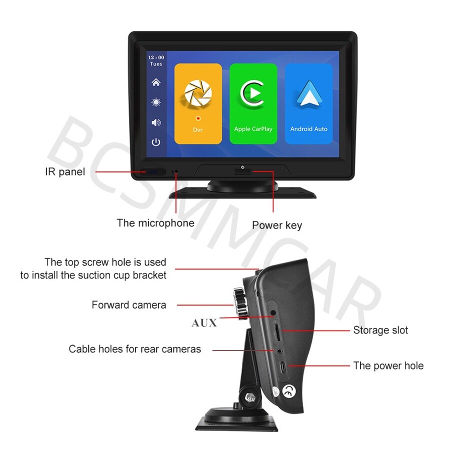 Touch Screen Car Navigation Player Dash Cam Video Recorder For CarPlay G-sensor