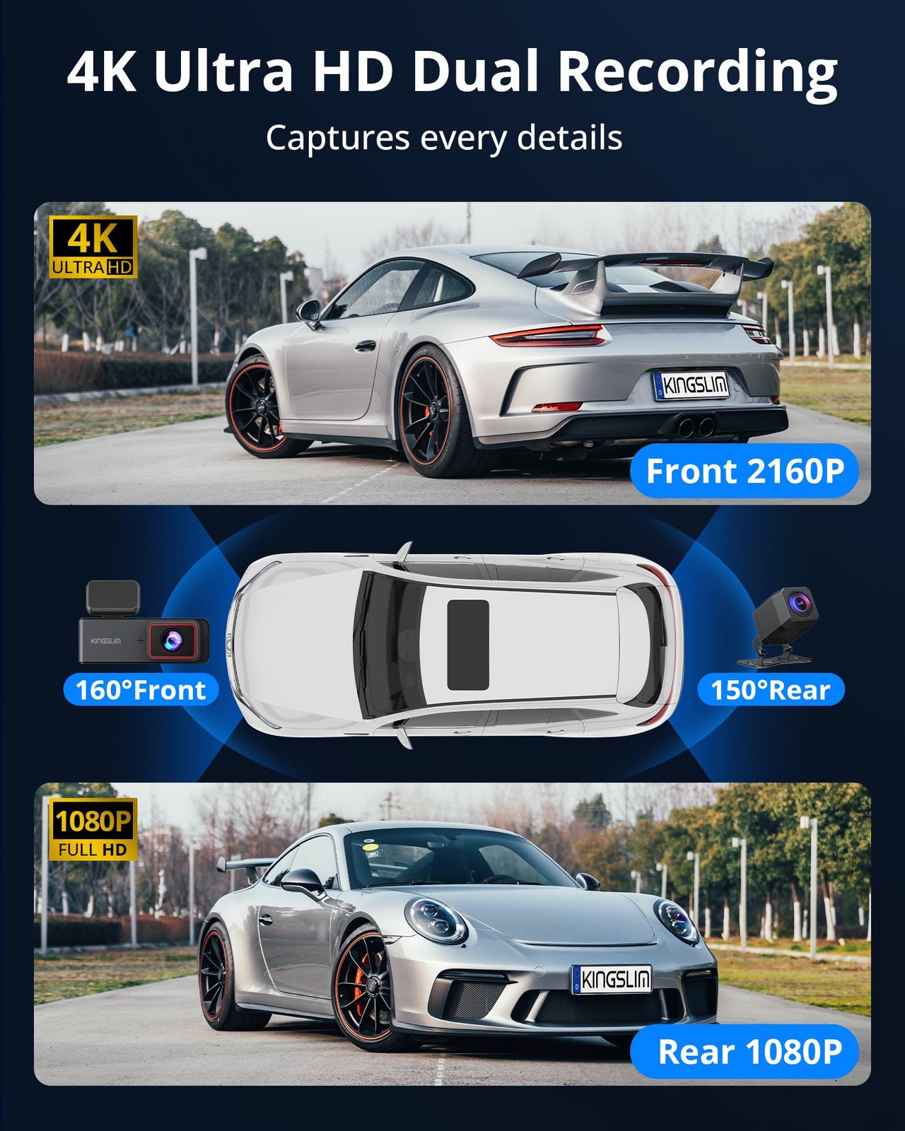 Camara Dual Para Auto Frontal 4K Y Trasera Con Tarjeta De 64GB De Lujo