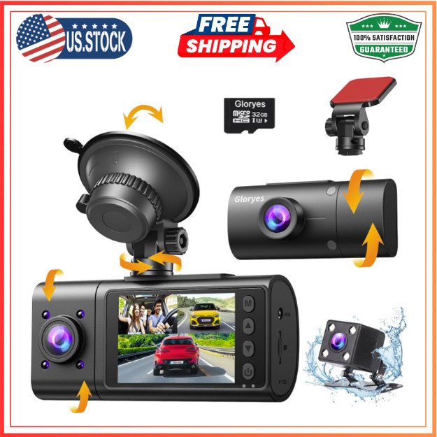 Vital Dash cam-3 Channel Dash Cam Front and Rear Inside-1080P Dash Camera for…