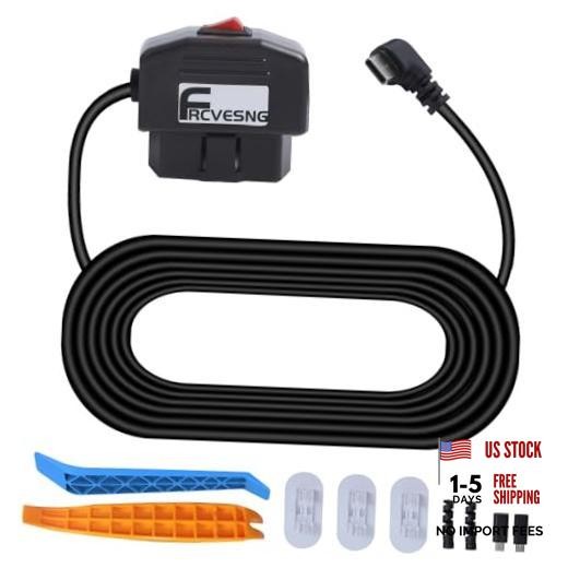 OBD Power Cable for Dash Camera – OBD to Type C – Hardwire – Red Button
