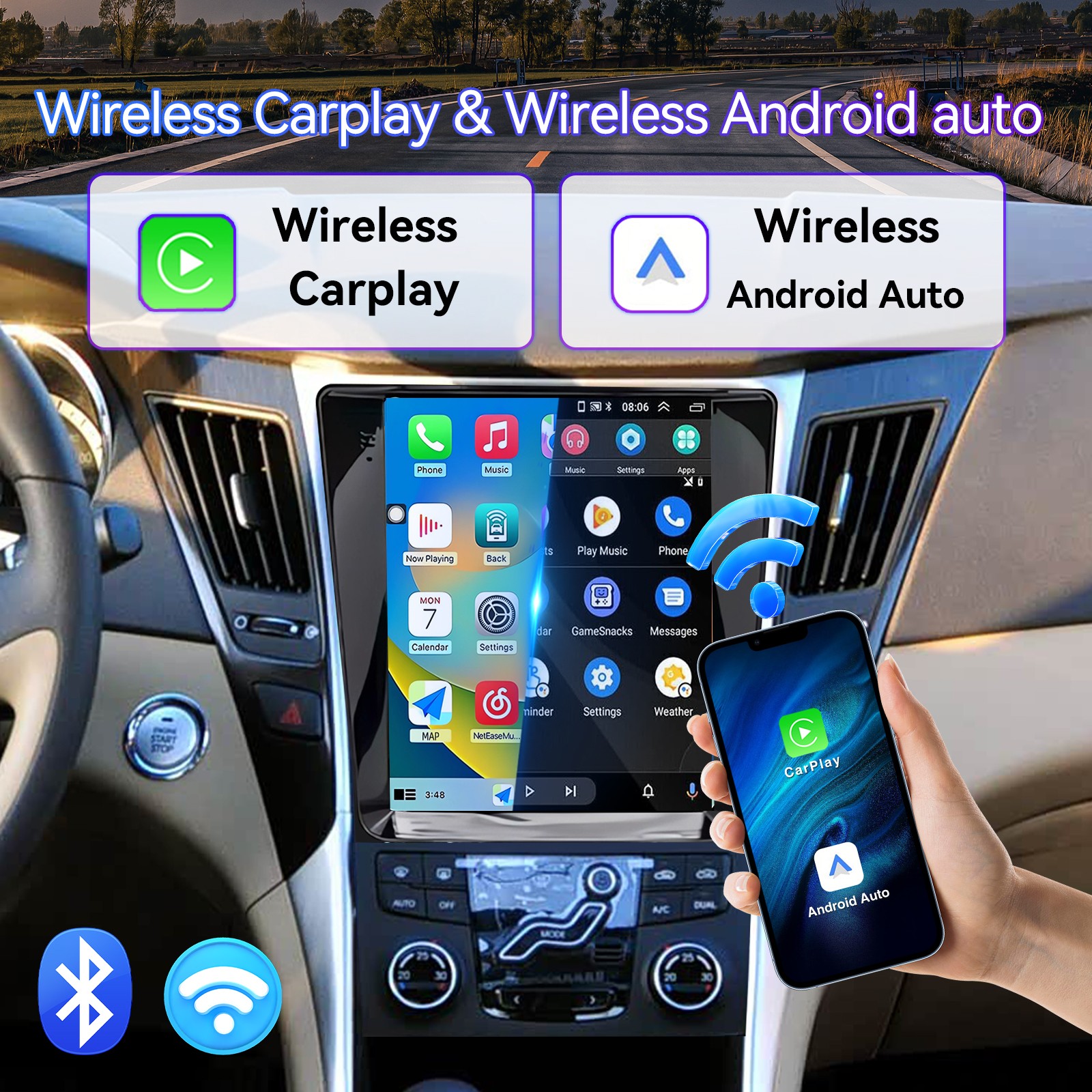 ” Android 13 Carplay GPS Navi Car Radio For Hyundai Sonata 2011-20159.7