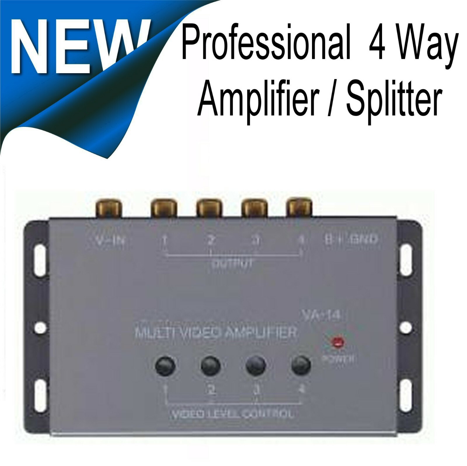 PROFESSIONAL 4 WAY ADJUSTABLE VIDEO AMPLIFIER SPLITTER