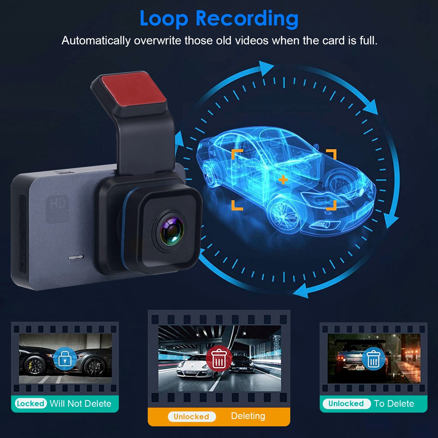 1080P Dual Lens Dash Cam Vehicle Driving WiFi Recorder DVR Night Vision+G-Sensor