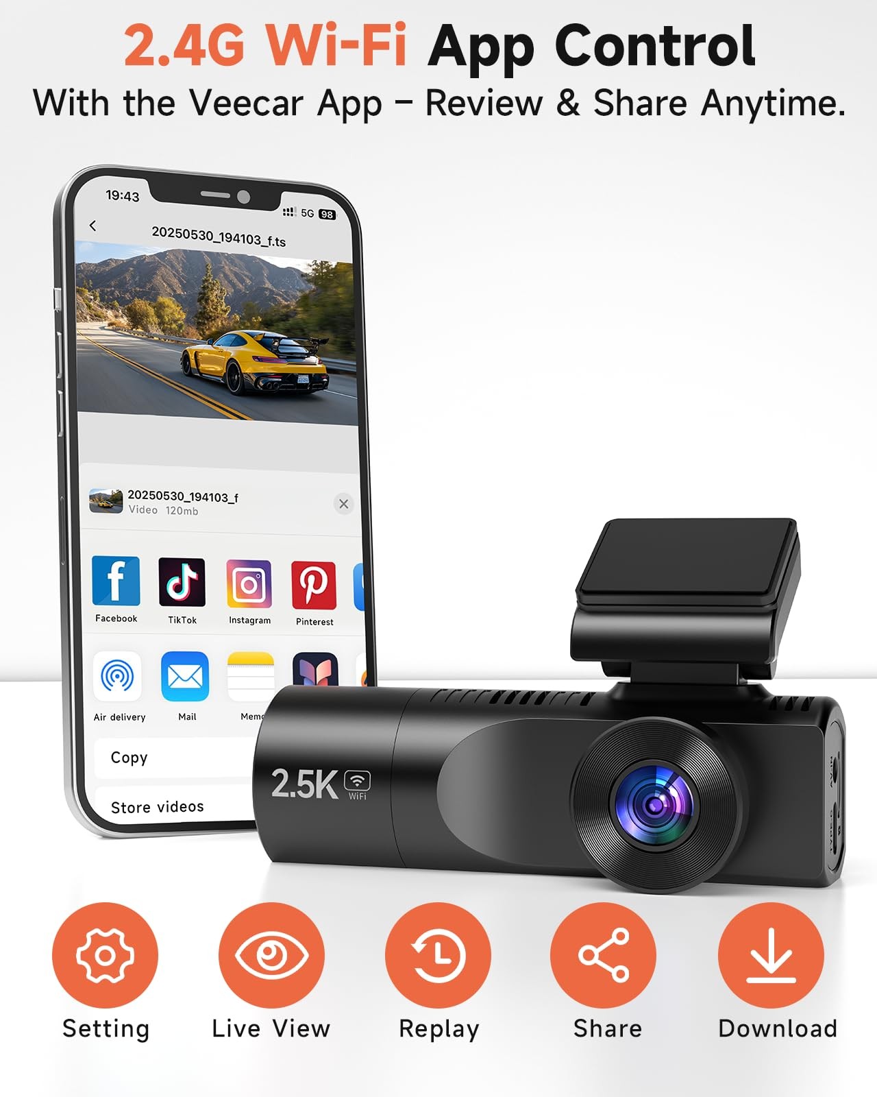 Dash Cam Front and Rear, 2.5K+1080P+1080P 3 Channel Dash Cam with 32GB Card, …
