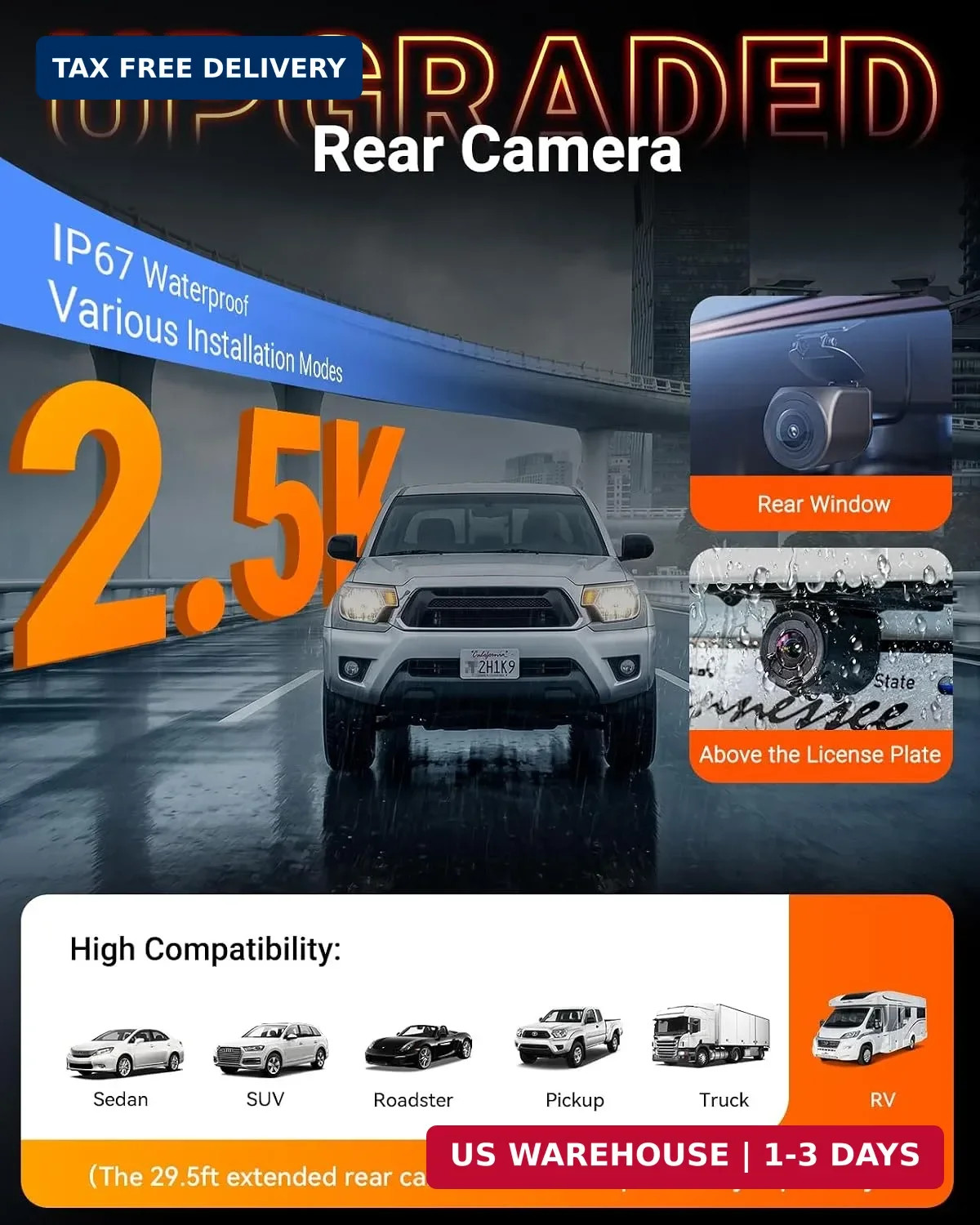 Vantrue N4S 3 Channel Dash Cam, STARVIS 2 HDR IR Night Vision | 2.7K+1440P+1440P