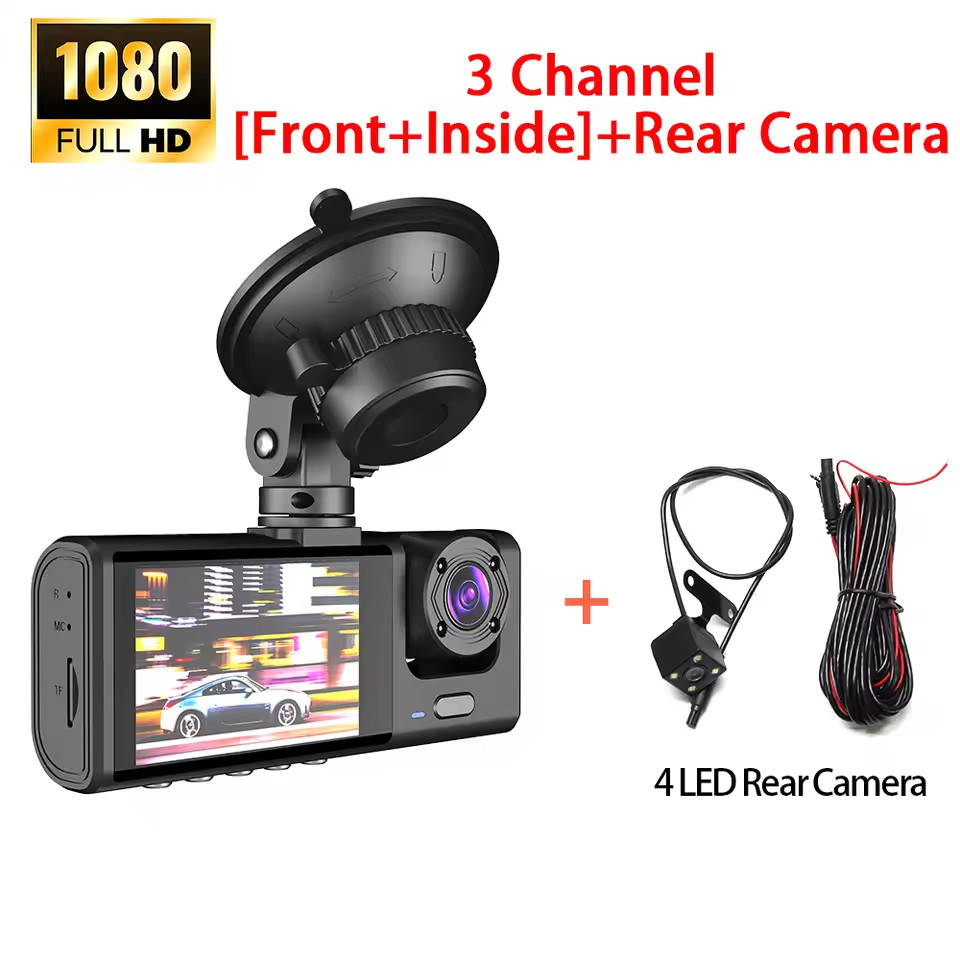 1080P Full HD Dash Cam -Front/Rear/Inside Video Recorder |WIFI & App Control
