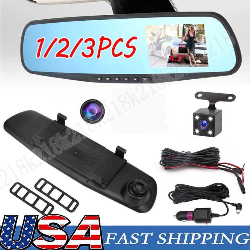 1080P HD Rearview Mirror Car DVR Dual Dash Cam Camera Front Rear Video Recorder