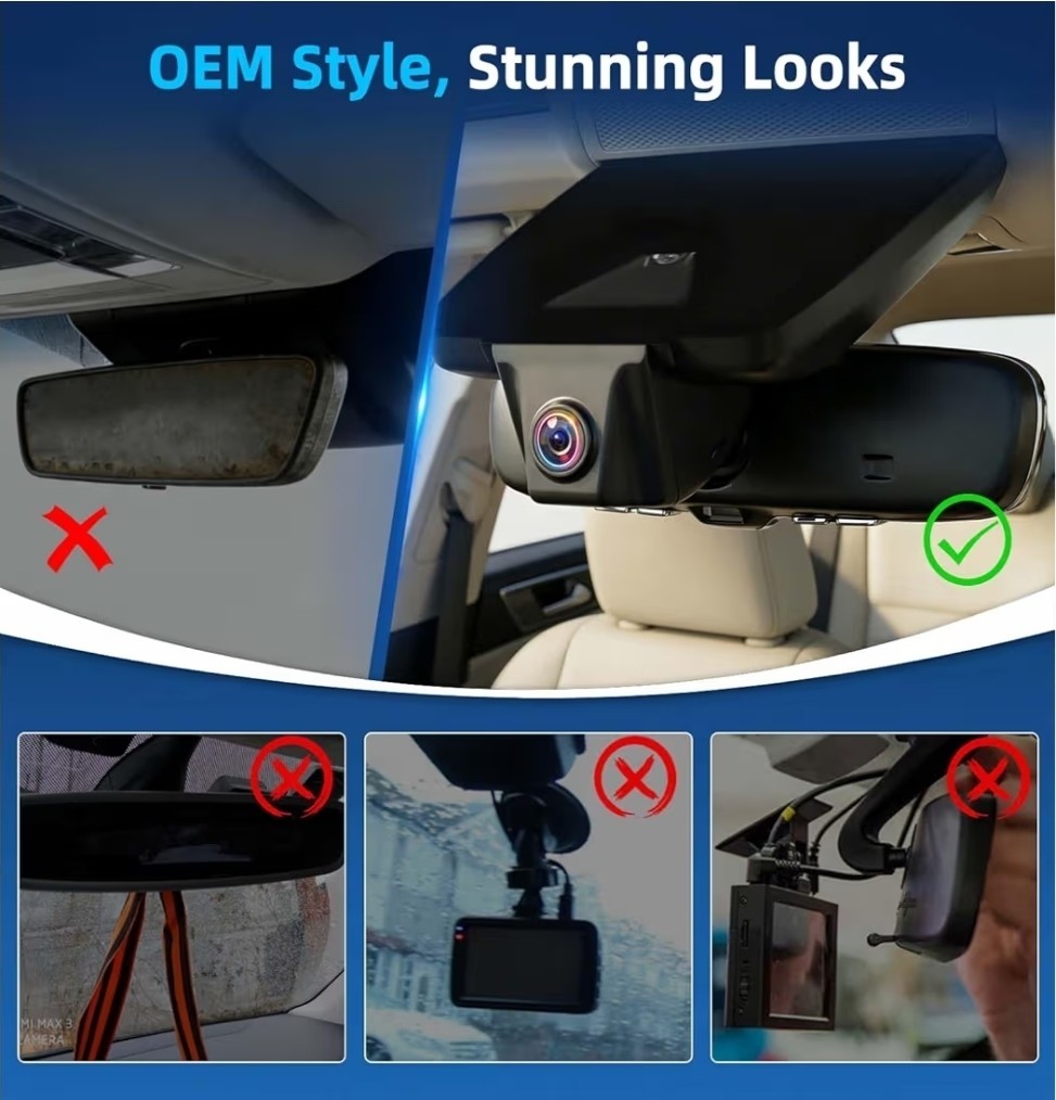4K Dash Cam for Lexus ES350 ES300h ES250 2019-2025 OEM Style Stealth Dashcam UHD
