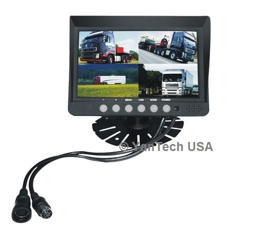 QUAD REAR VIEW BACKUP CAMERA SYSTEM WITH 7″MONITOR & CCD 700TVL 120° IR CAMERAS