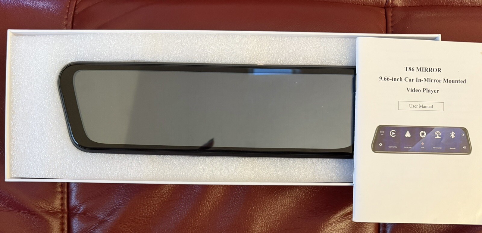 AMPRIME T86 MIRROR – Dual Front & Rear View Camera – Video Player – 9.66”