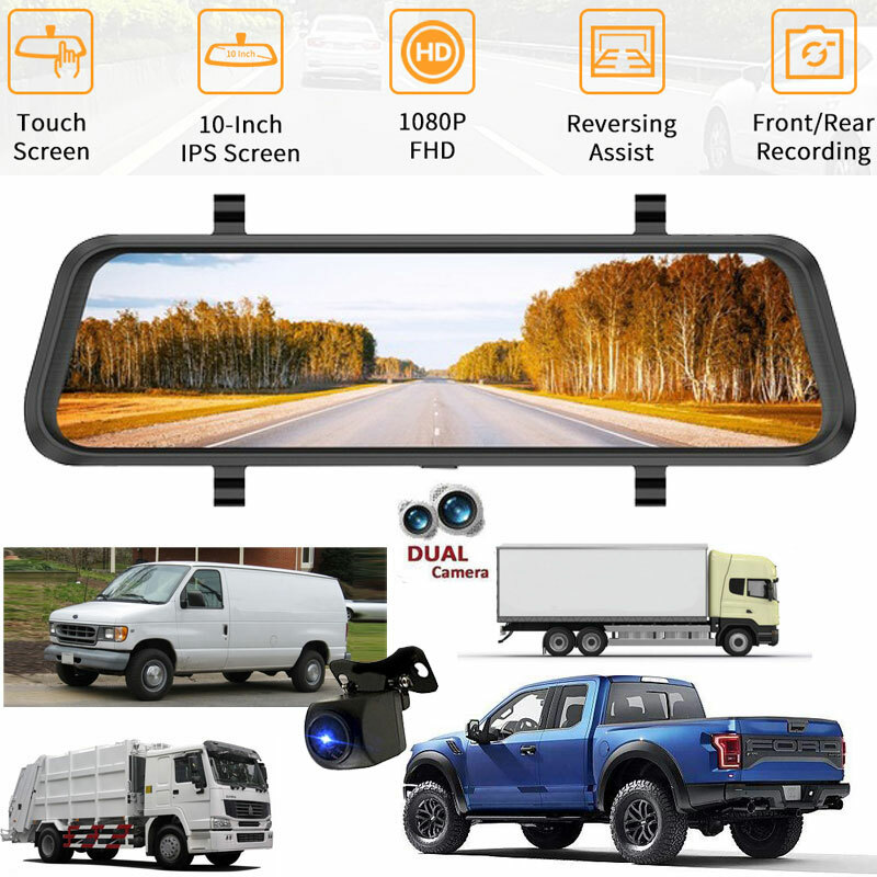 10″ 1080P Car Rear View Mirror DVR Camera Dash Cam Streaming For Truck VAN SUV