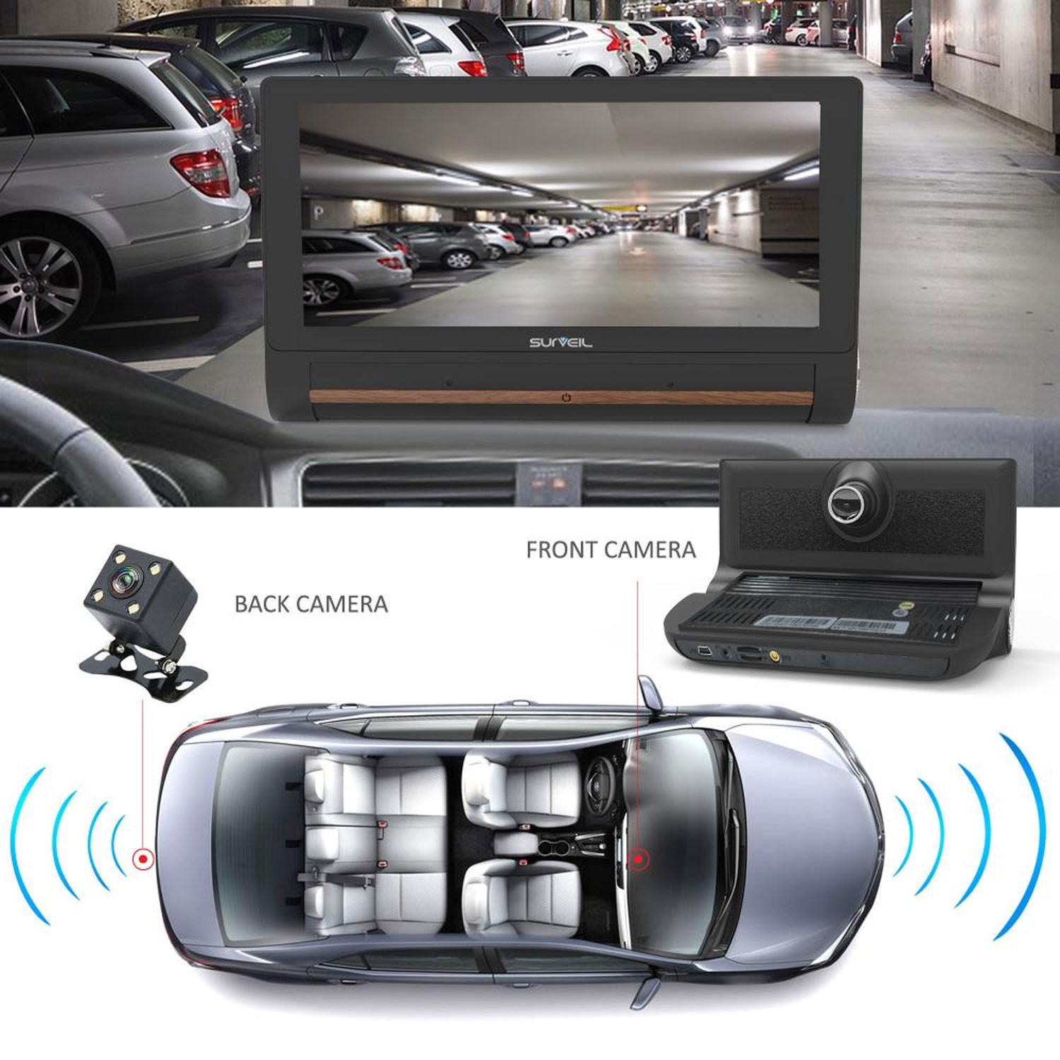 Pyle Surveil Wireless Android GPS Dash Cam and Backup Camera w/ 7″ Display(Used)