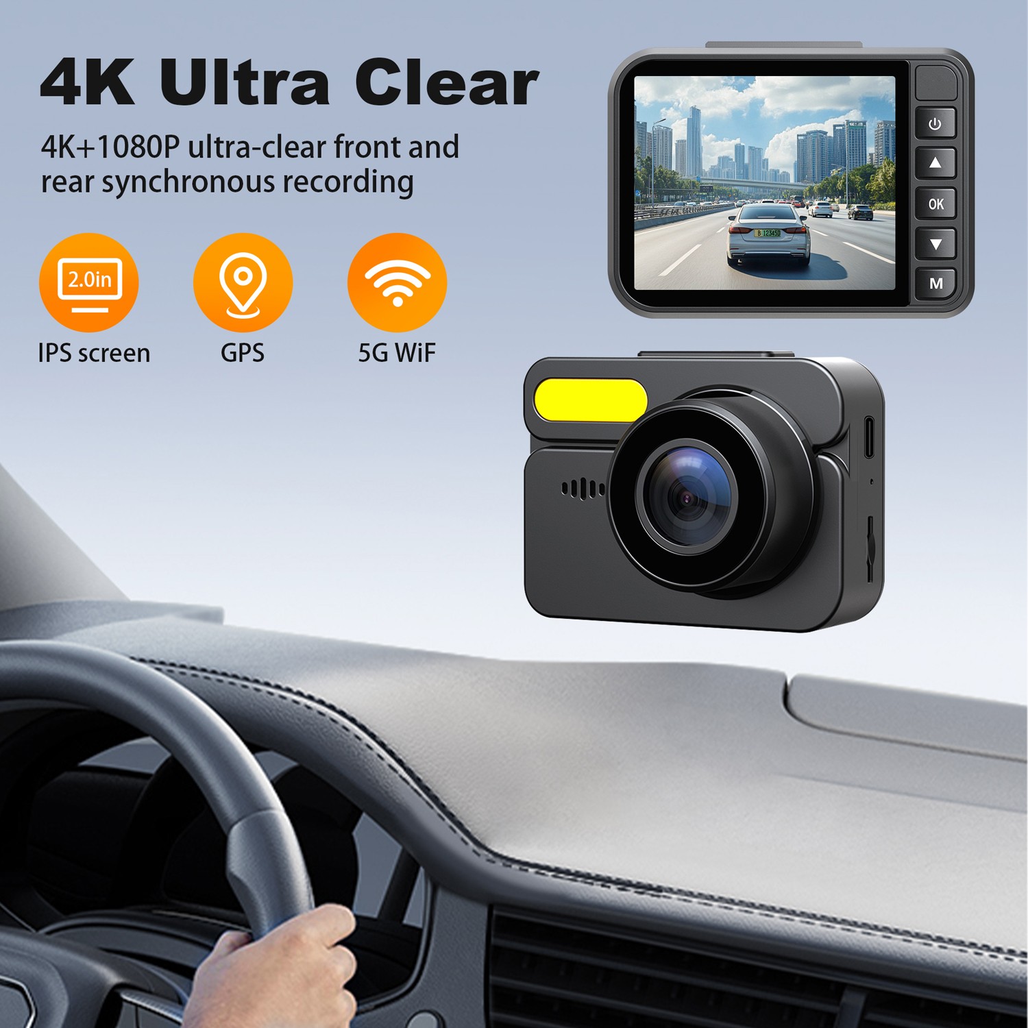 NEW ZD47B 3 Channel Dash Cam Camera Car 4K+1080P 2.4G WIFI US STOCK