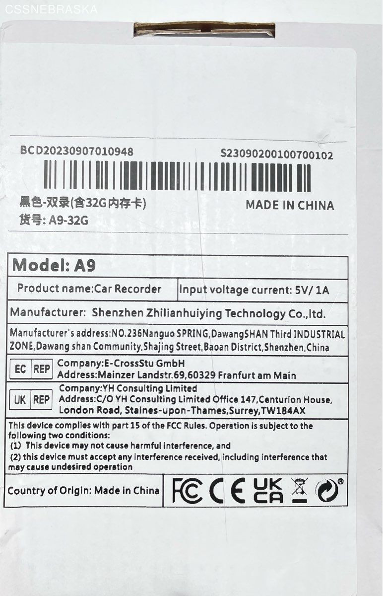 CarDVR Video Camera M8 HD Tachograph 3.16 In Display Model A9
