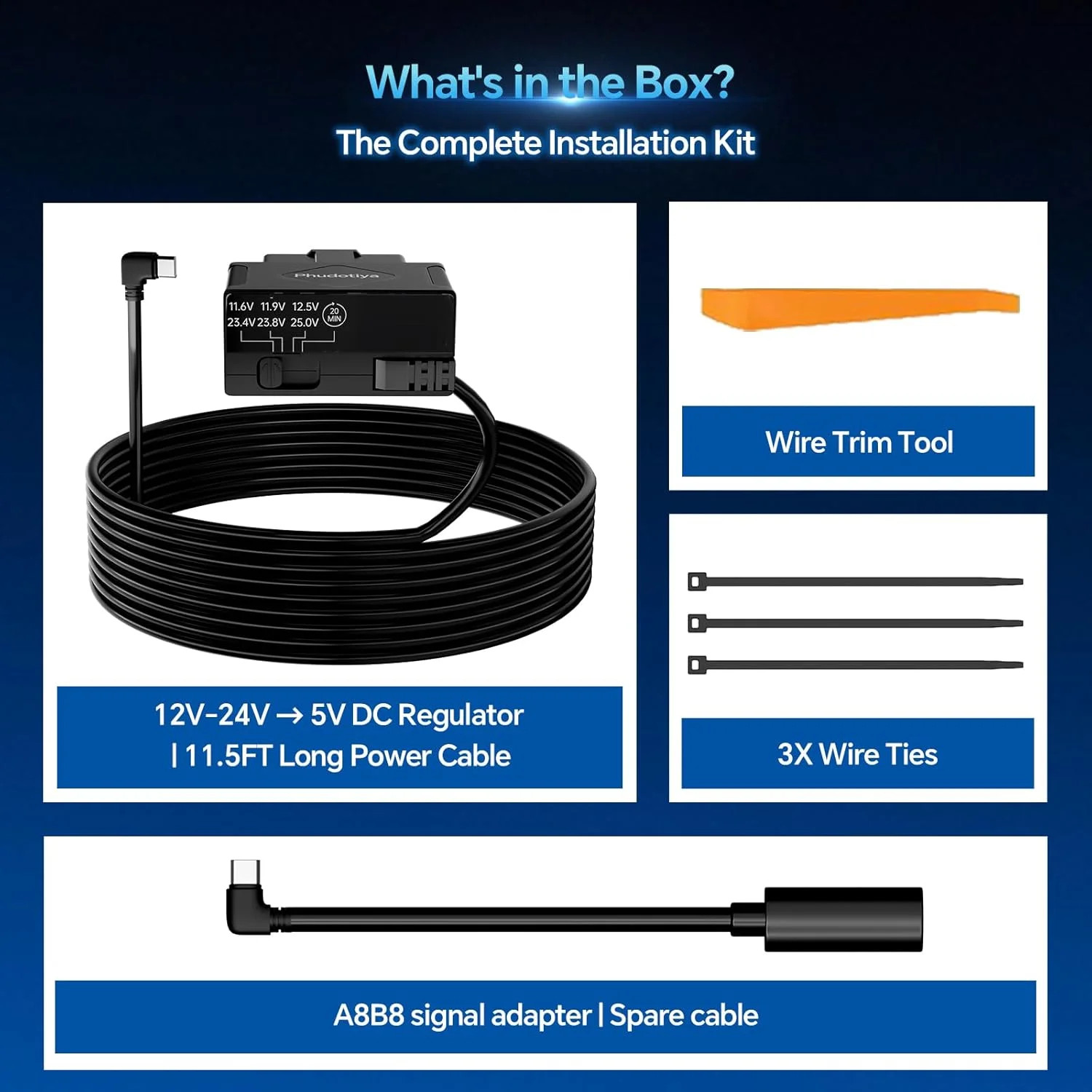 OBD2 to USB-C Power Cable for Dash Camera, OBD Dash Cam Hardwire Kit with Acc De