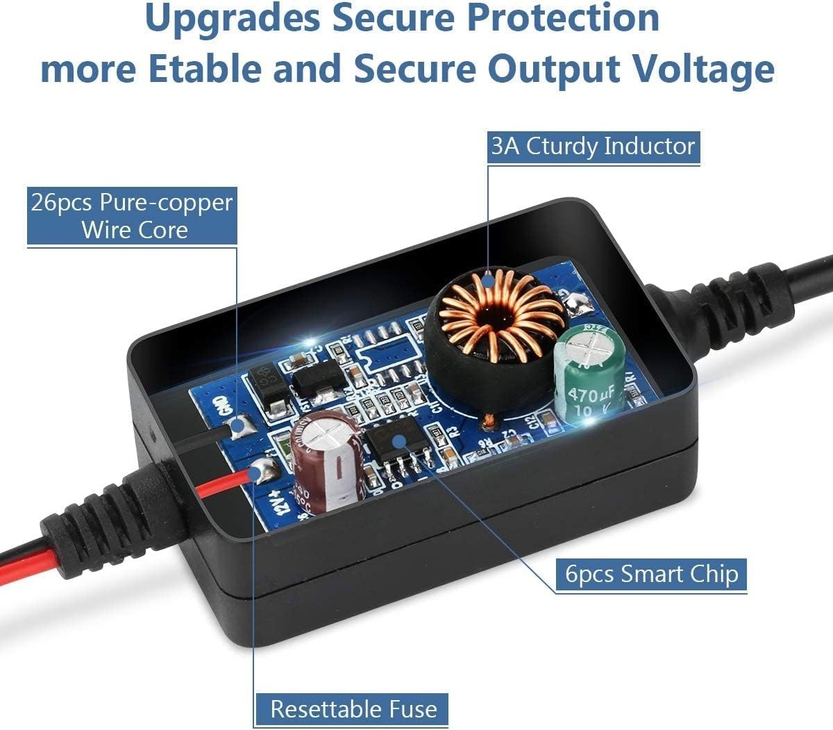 Upgraded Type-C USB Dash Cam Hardwire Kit – 13ft, Low Voltage Protection