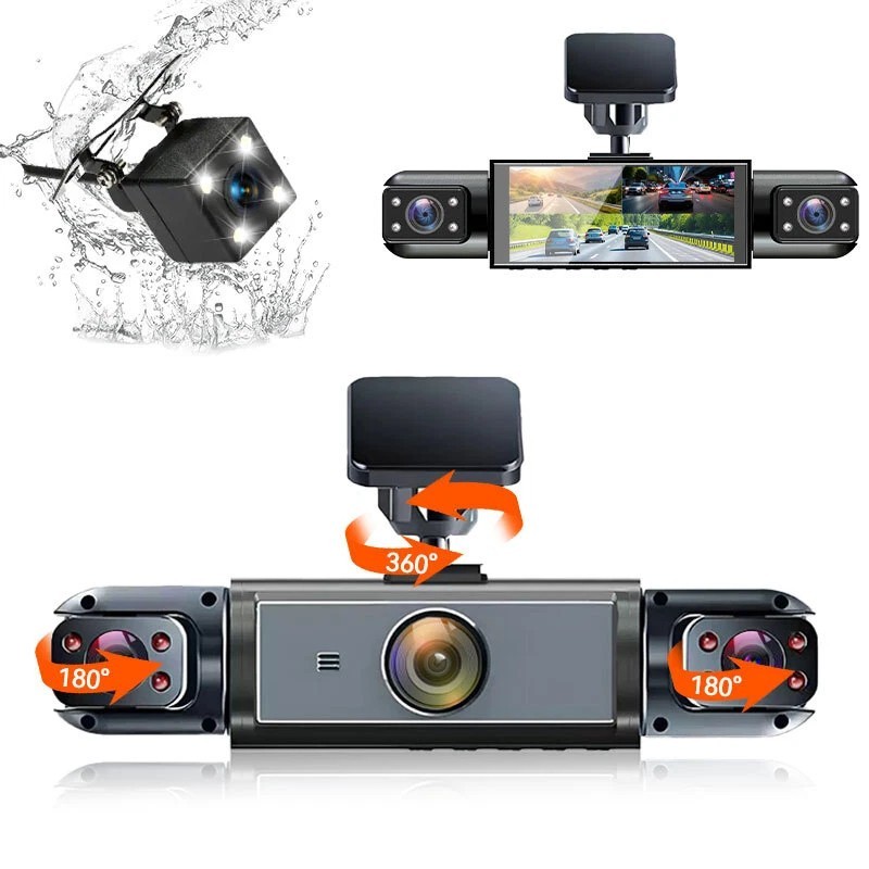 Dash Cam 4 Channel Front Rear Inside DashCam, WIFI 1080P HD Car DVR Camera 64GB