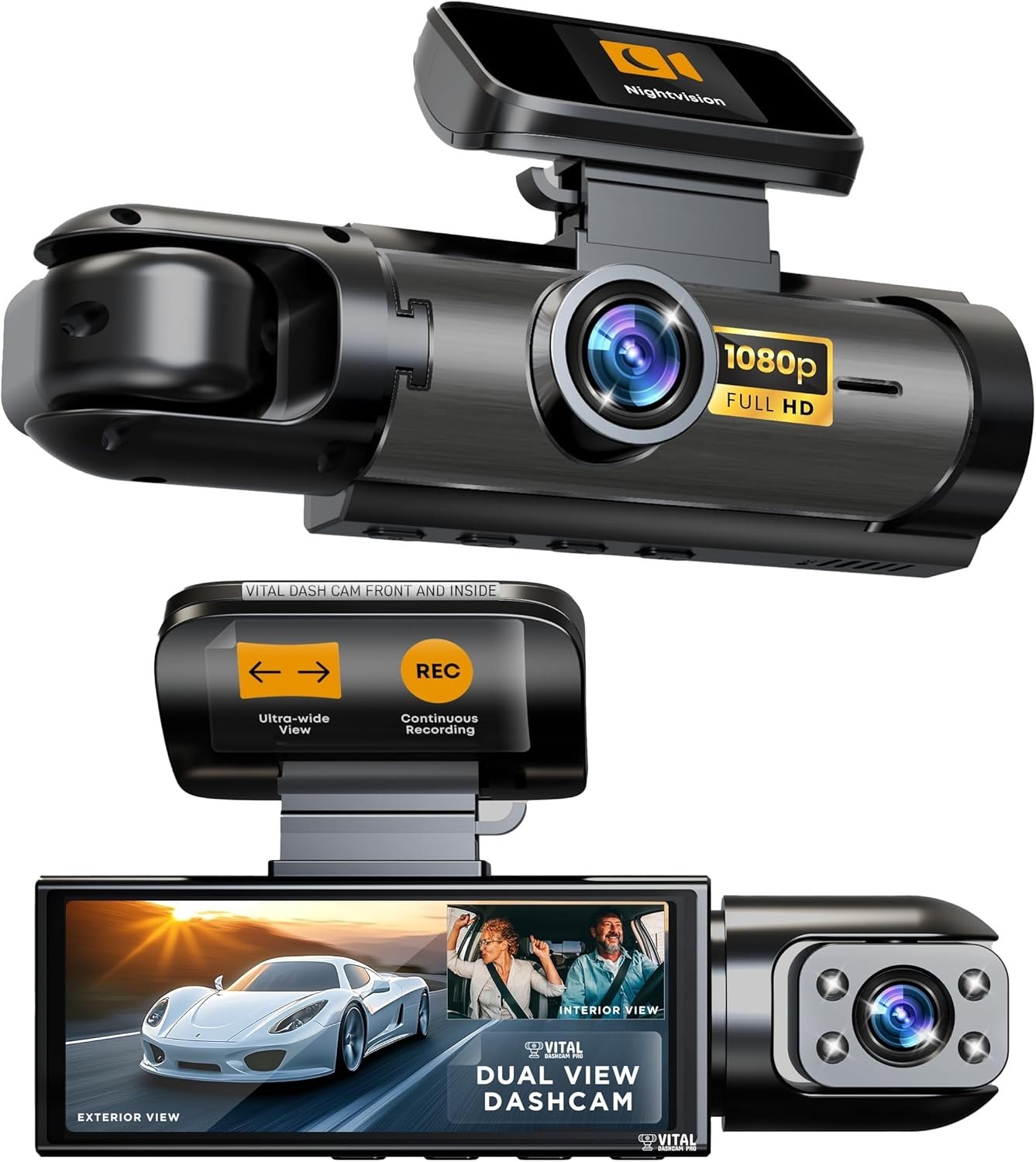 Vital Dash Camera Pro 2026 Dashcam Front and Rear Camera for Cars Dual Car Ca…