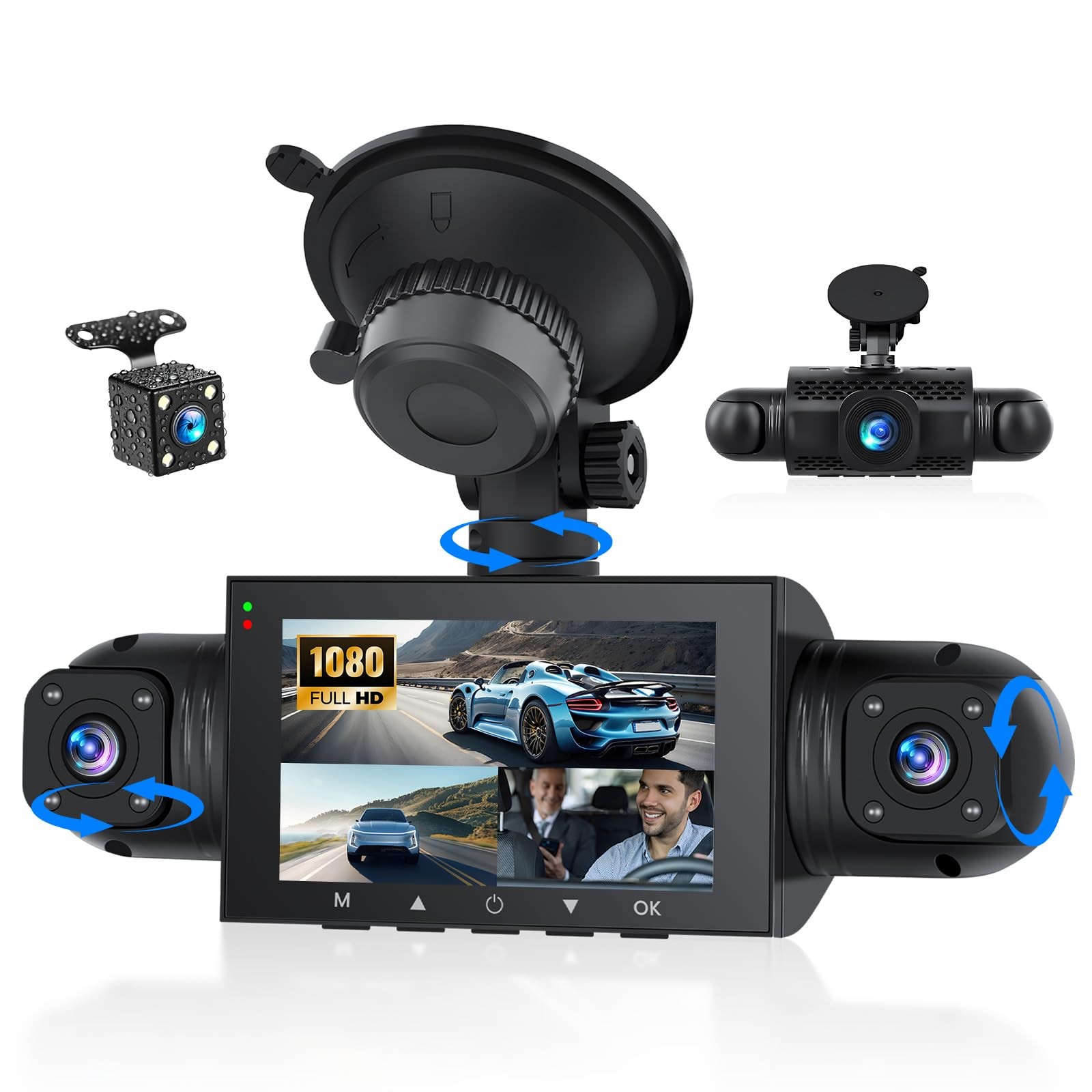 4 Channel 360°1080P Dash Cam Front and Rear Inside Left Right