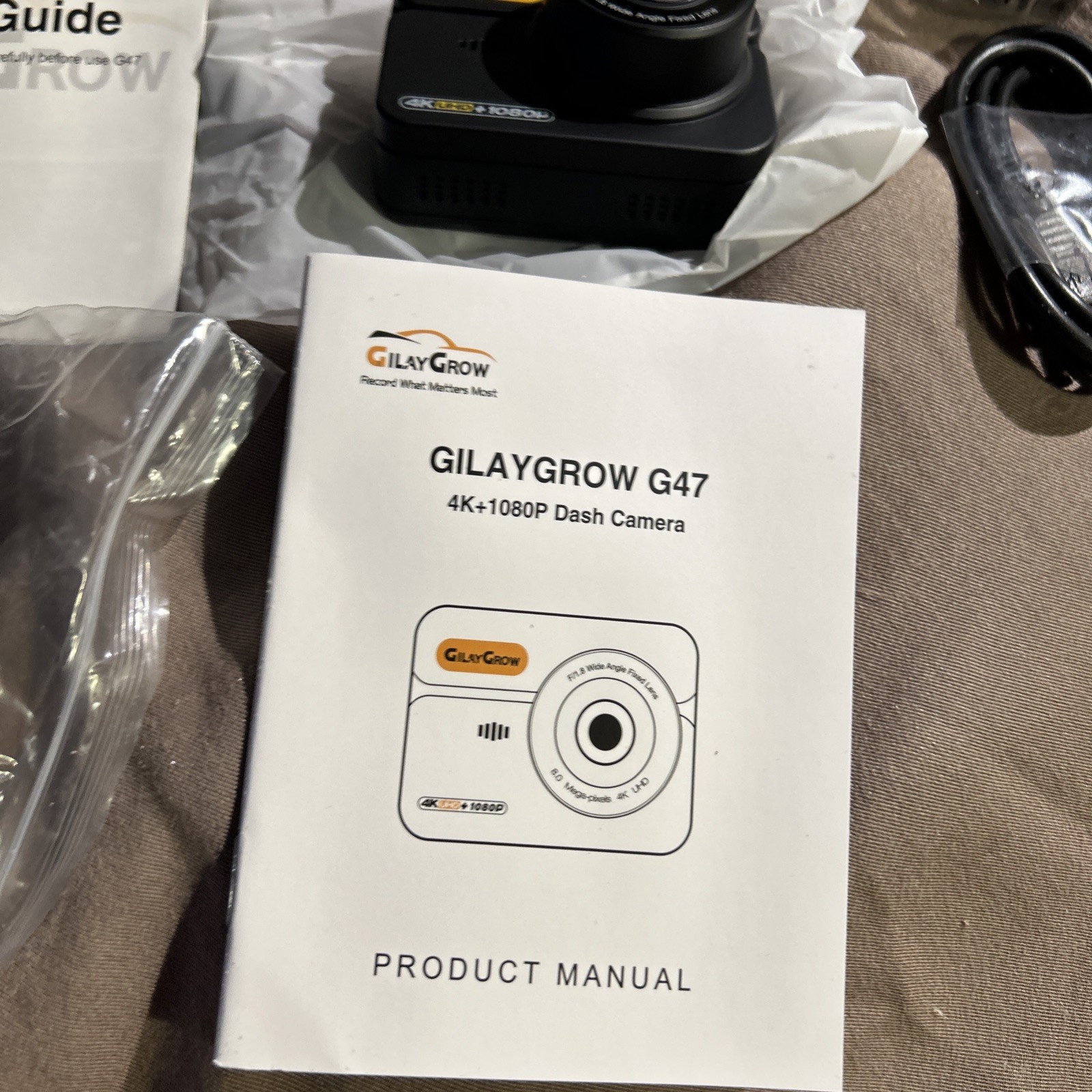 Gilay Grow 4K UHD + 1080P G47 Dual Dash Cam NEW Never Used