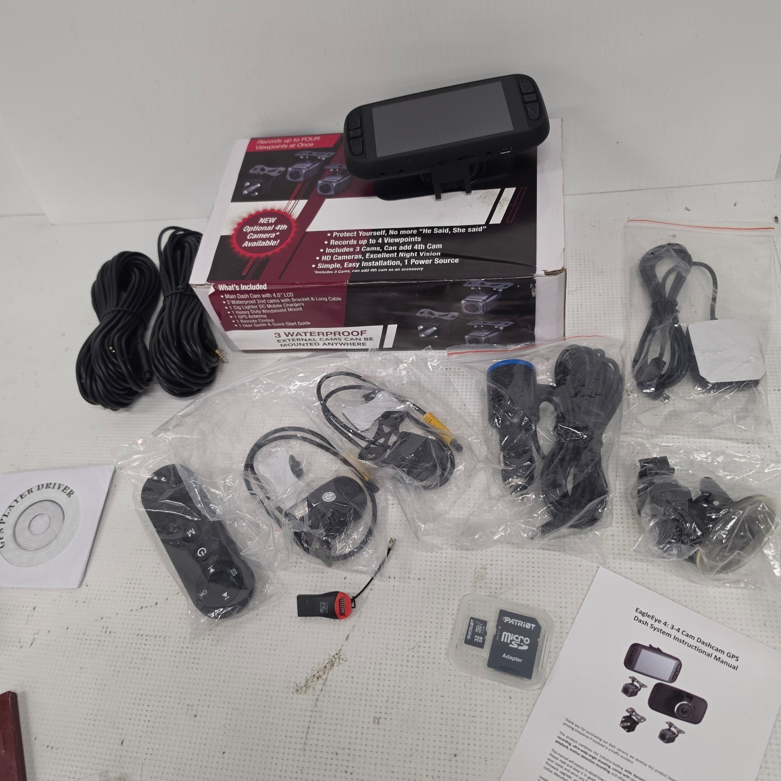 Falcon EagleEye Multi-Cam GPS DashCam 3 Camera System HD 1080P 720P 4″ LCD