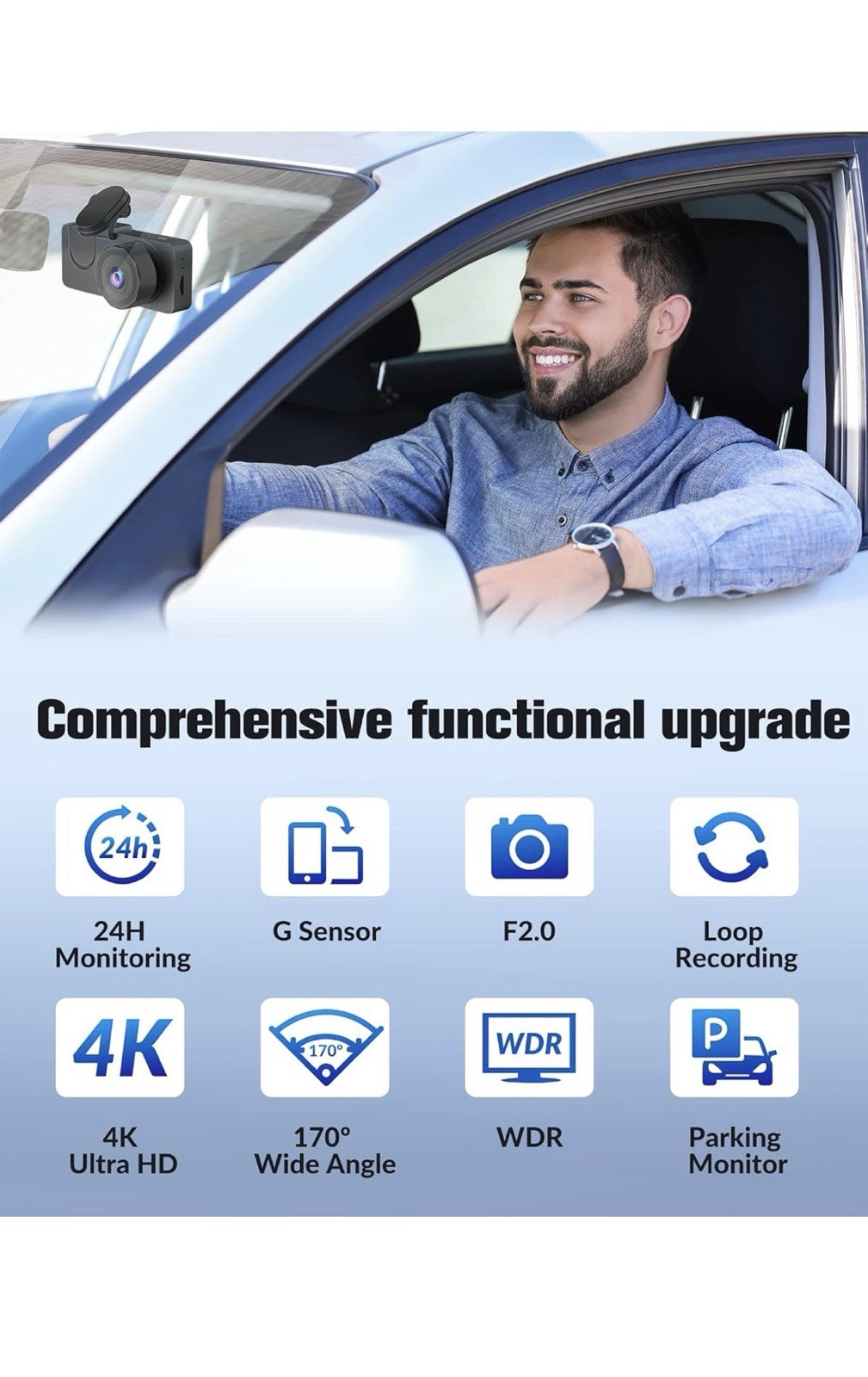 Three Channels 4K Dash Cam 8MP HD Camera Video