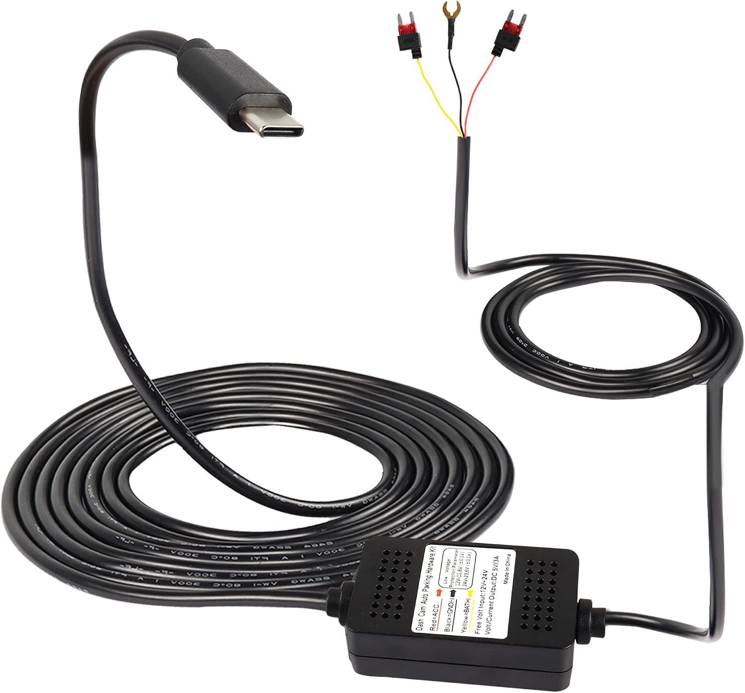 Dash Cam Acc Hardwire Kit USB C Hardwire Dashcam Kit Step-Down Cable 12V-24V …