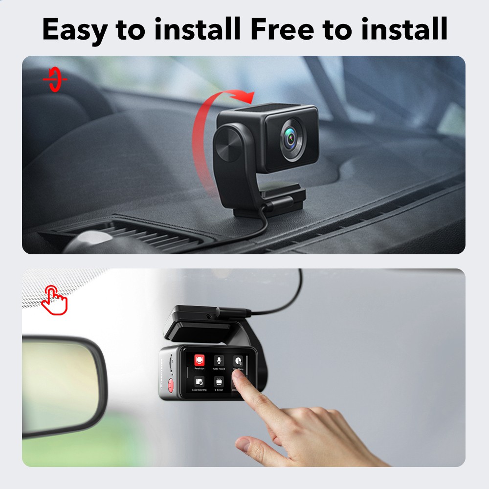 REDTIGTER A4 4K Front & 1080P Rear Dash Cam GPS WiFi 64GB Card ACC Hardwire Kit