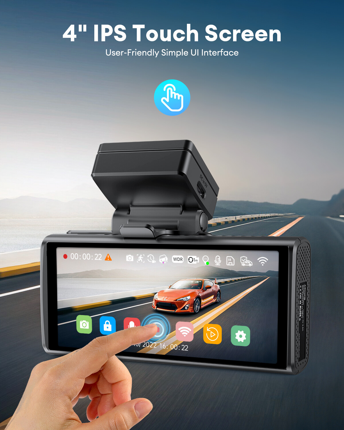 AZDOME 5K 4K+1K Dual Car Cameras 5GHz WiFi GPS 4″Touch Screen 64GB TF Free M580