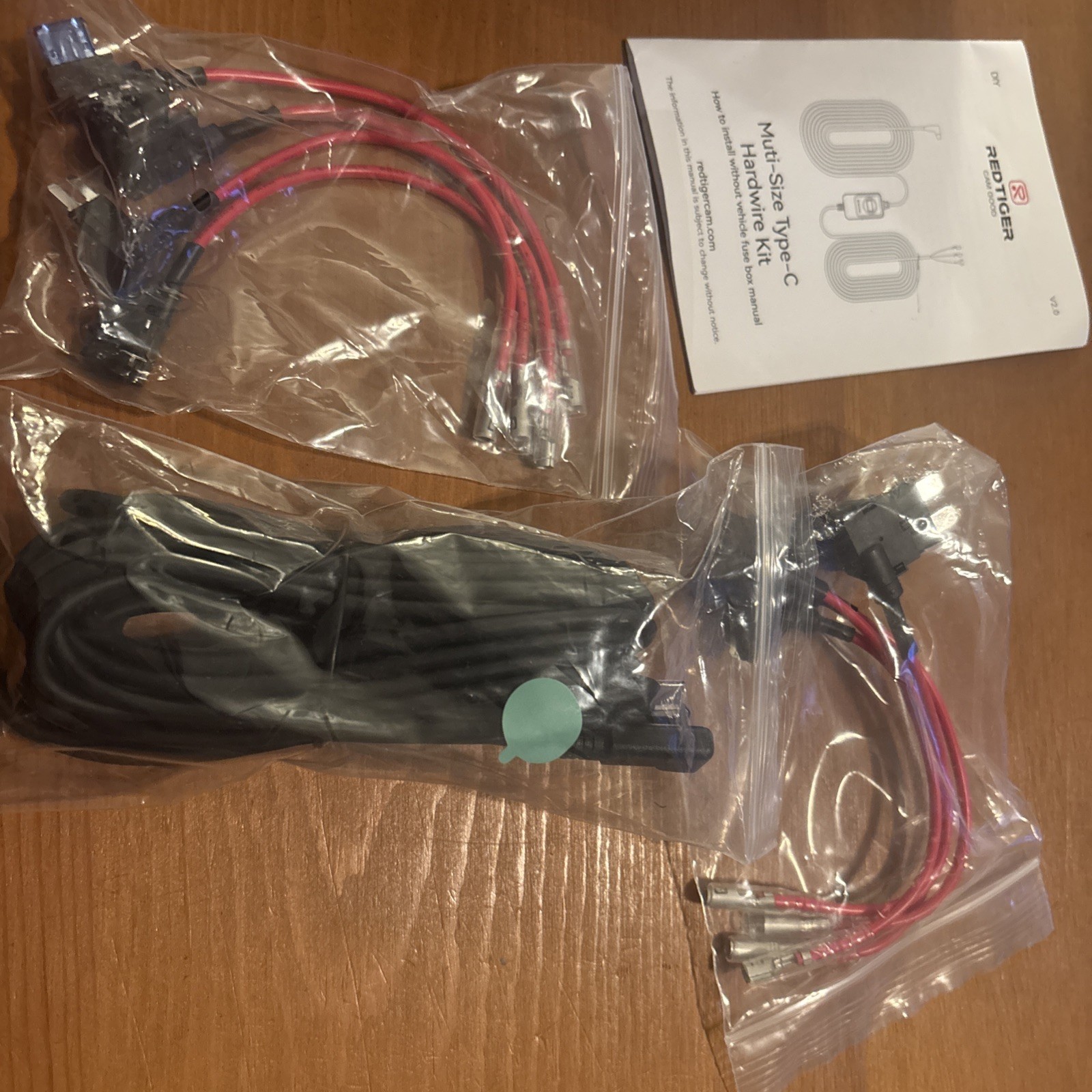 Red Tiger F77 4K Dash Cam HARDWARE KIT PLUGS WIRES NO CAM Brand New FS