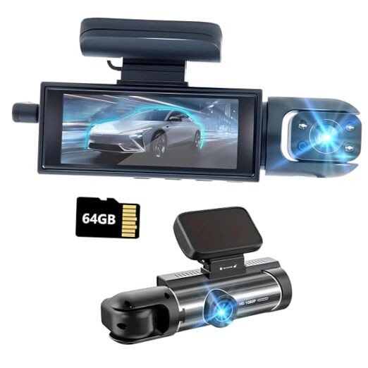 Dash Cam Front and Inside,Dashcams for Cars with 64G Card front/inside+64G