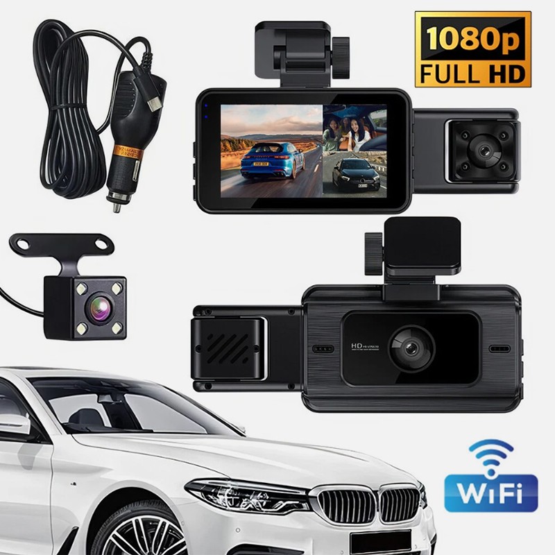 4K Dual Lens Car DVR Camera Dash Cam Front/Rear/Inside Recorder Car DVR WiFi APP