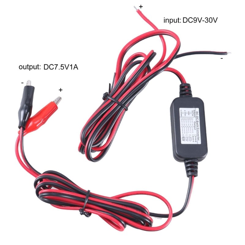 9V-30V to 7.5V 1A Clip on Power Supply Cord Converter Cable for Electronic