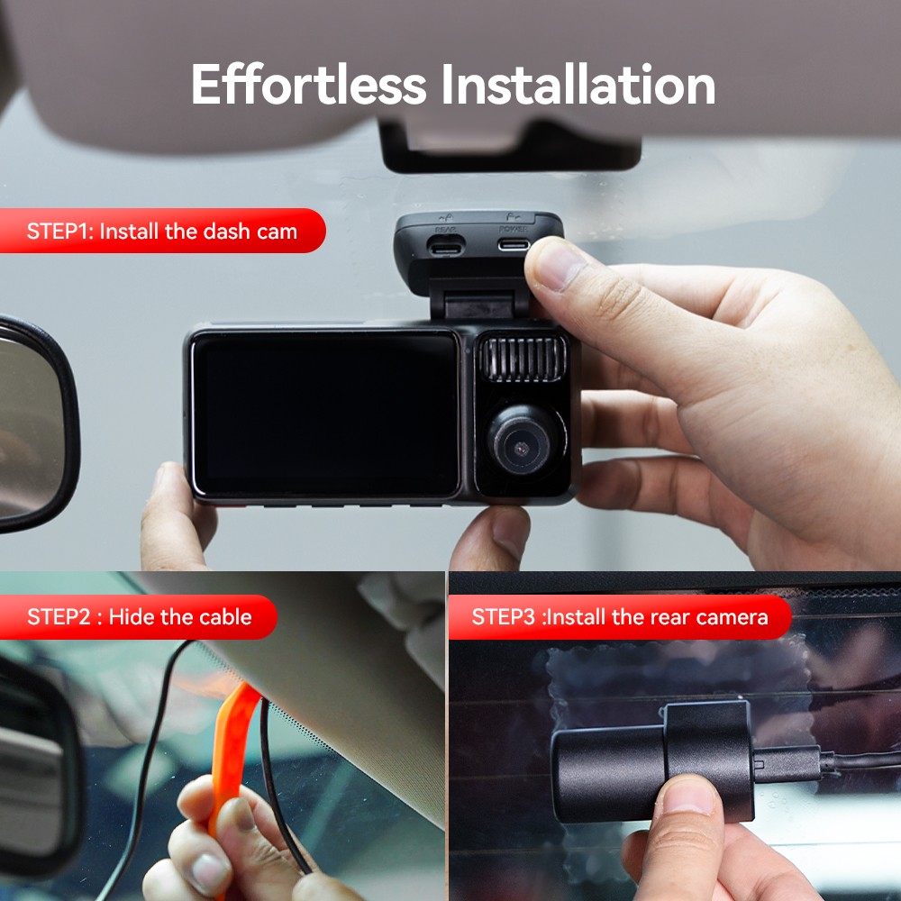 REDTIGER 3 Channel 4K+2.5K+1080P Front Rear Inside 128GB Car Dash Cam,STARVIS 2
