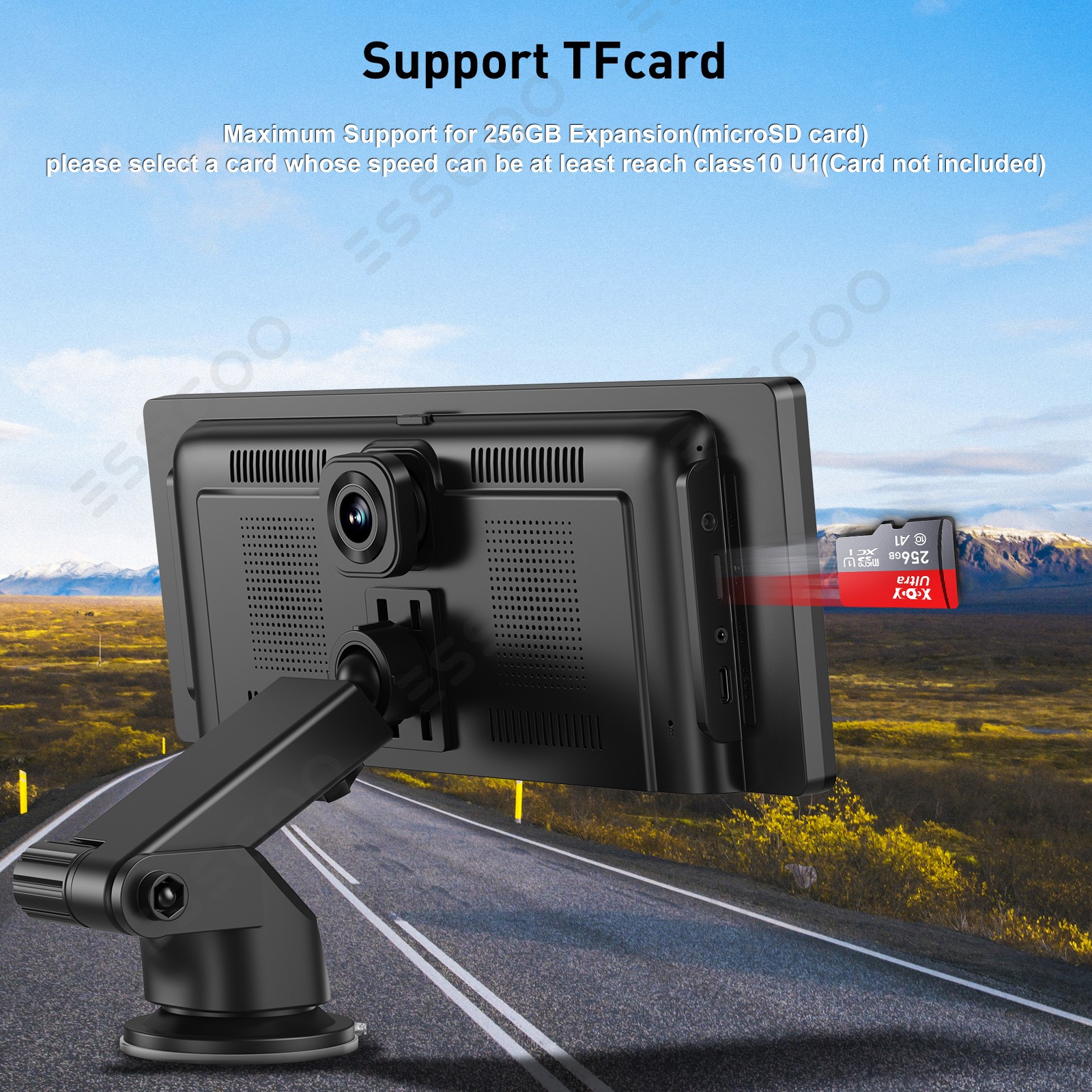 Portable 11.3″ Touchscreen Wireless CarPlay Android Auto Stereo w/4K BT Dash Cam