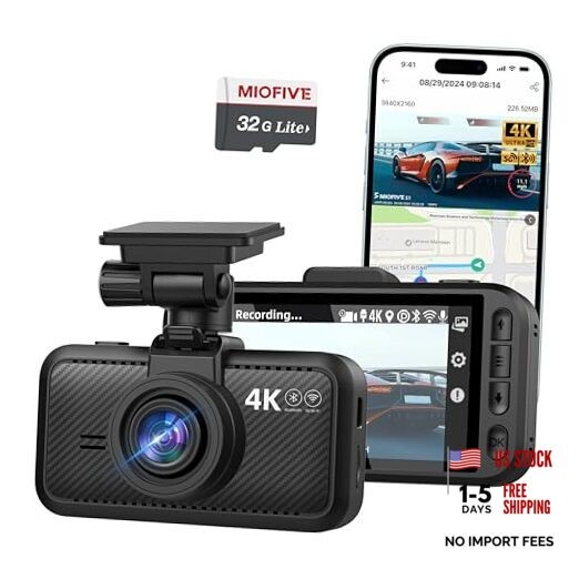 S1 4K Dash Cam Front – 2160P UHD Dash Camera for Cars, Built-in Wi-Fi, GPS,