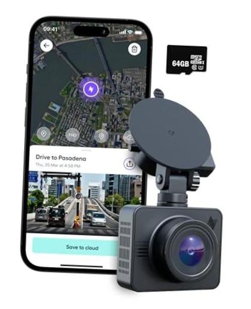 Beam GPS Dash Cam – 1 Year App Subscription Included – Unlimited Cloud 64 GB