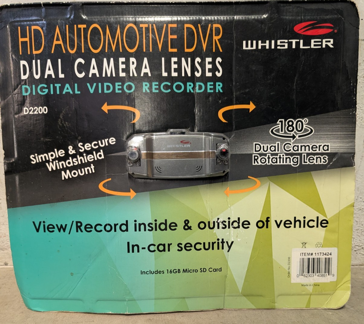 Whistler D2200S Dual Dash Cam 1080P Front & Interior Camera 2.7″ LEC Damage Box
