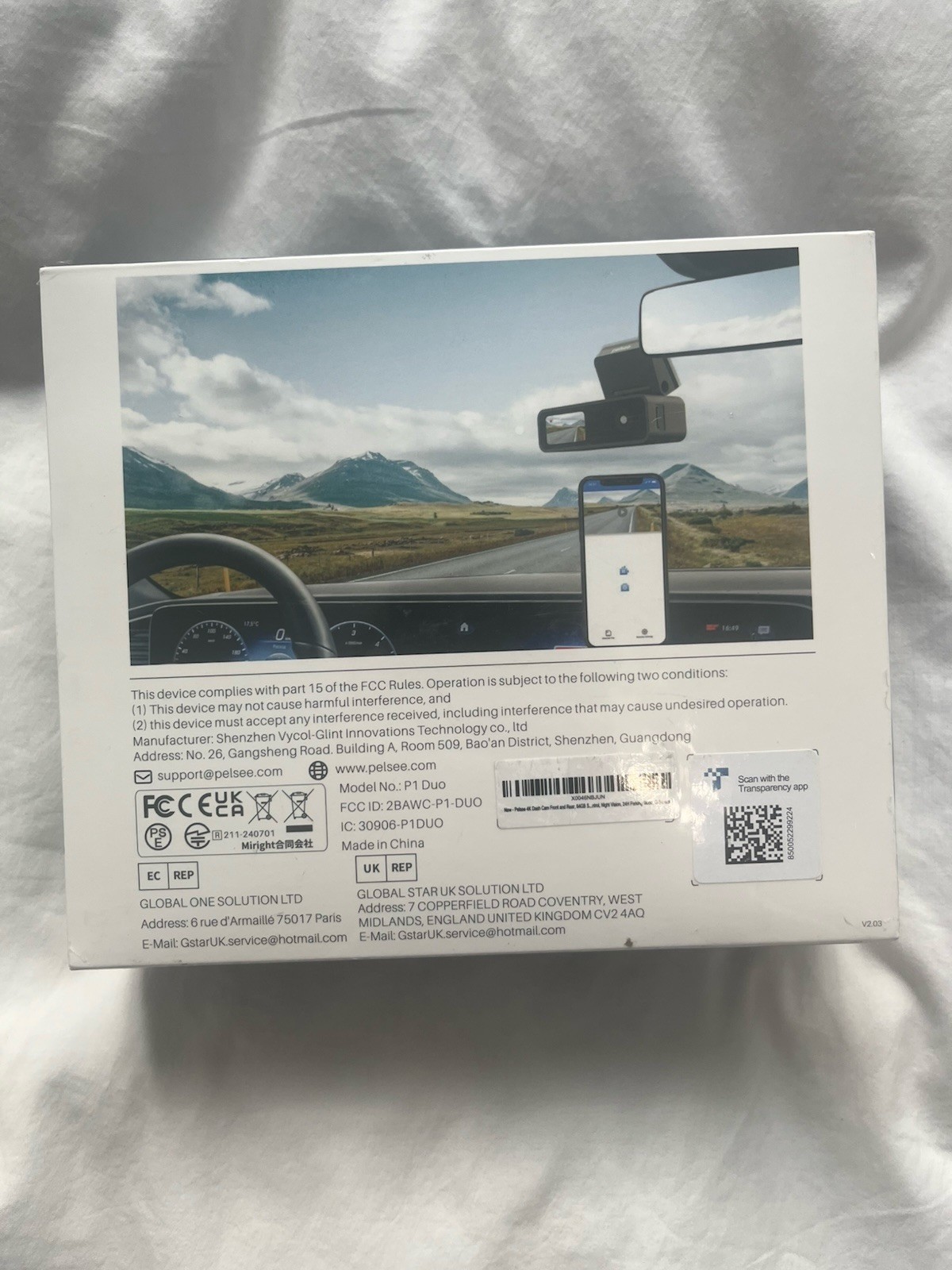 pelsee Smart WIFI Dash Camera P1 Duo
